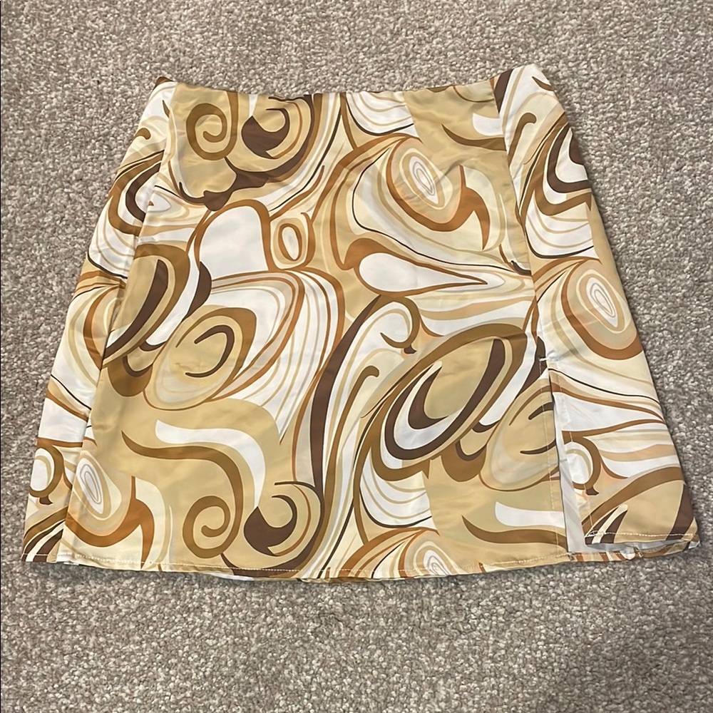 Princess Polly Stylish Tan and Brown Swirl Skirt